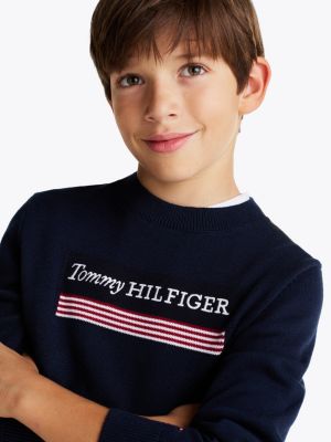 pullover 1985 collection con logo blu da bambini tommy hilfiger