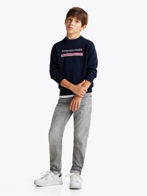 pullover 1985 collection con logo blu da bambini tommy hilfiger