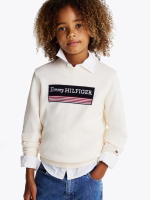 beige 1985 collection logo jumper for boys tommy hilfiger