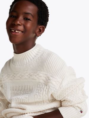 white flag cable knit turtleneck jumper for boys tommy hilfiger