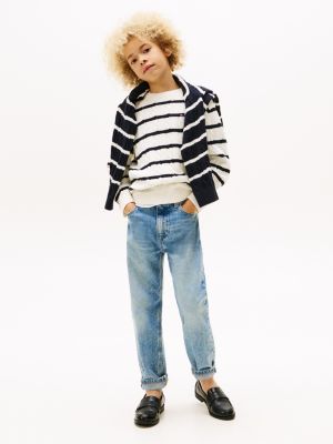 multi cable knit crew neck jumper for boys tommy hilfiger