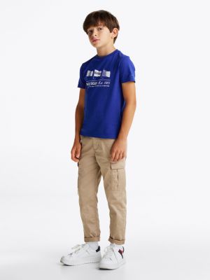 blue flag graphic crew neck t-shirt for boys tommy hilfiger