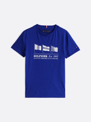 blue flag graphic crew neck t-shirt for boys tommy hilfiger