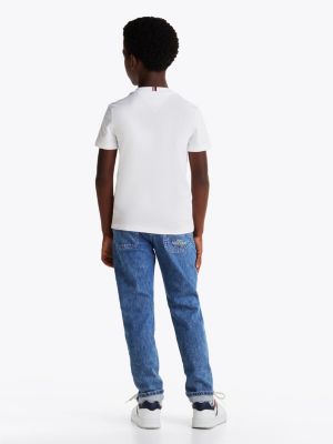 white flag graphic crew neck t-shirt for boys tommy hilfiger