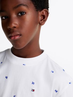 multi flag print t-shirt for boys tommy hilfiger