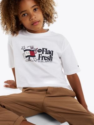 white flag slogan t-shirt for boys tommy hilfiger