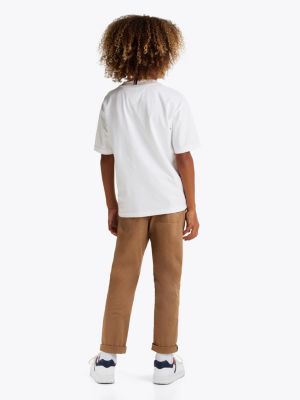 t-shirt con slogan e bandiera bianco da bambini tommy hilfiger