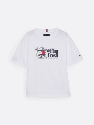 t-shirt con slogan e bandiera bianco da bambini tommy hilfiger