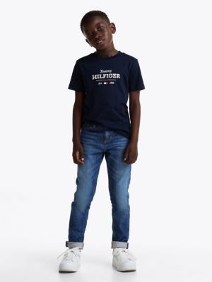 blau 1985 collection t-shirt mit logo für jungen - tommy hilfiger