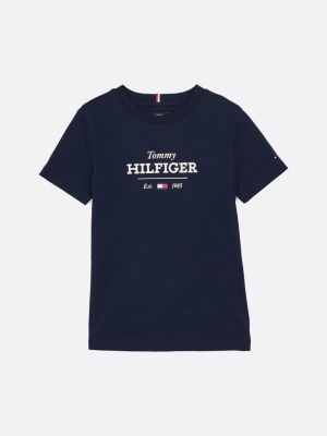 blauw 1985 collection t-shirt met logo voor jongens - tommy hilfiger