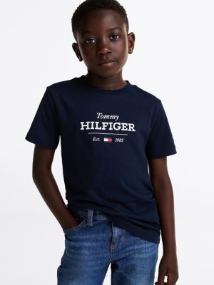 t-shirt 1985 collection con logo blue da bambini tommy hilfiger