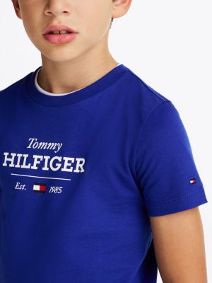 t-shirt 1985 collection con logo blu da bambini tommy hilfiger