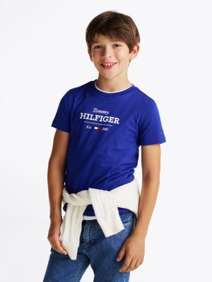 t-shirt 1985 collection con logo blue da bambini tommy hilfiger