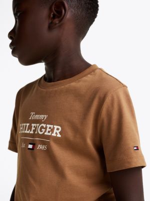 brown 1985 collection logo t-shirt for boys tommy hilfiger