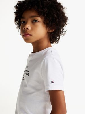 t-shirt 1985 collection con logo bianco da bambini tommy hilfiger