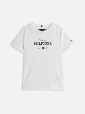 t-shirt 1985 collection à monotype hilfiger blanc pour garçons tommy hilfiger