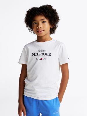 t-shirt 1985 collection à monotype hilfiger blanc pour garçons tommy hilfiger