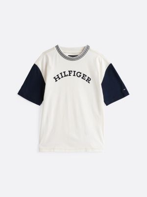 t-shirt hilfiger monotype con logo floccato multicolore da bambini tommy hilfiger