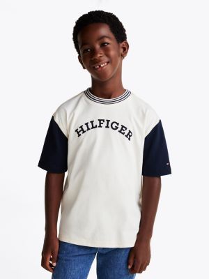 meerdere kleuren hilfiger monotype t-shirt met flocked logo voor jongens - tommy hilfiger