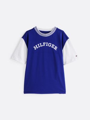 t-shirt hilfiger monotype con logo floccato multicolore da bambini tommy hilfiger