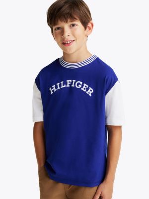 t-shirt hilfiger monotype con logo floccato multicolore da bambini tommy hilfiger