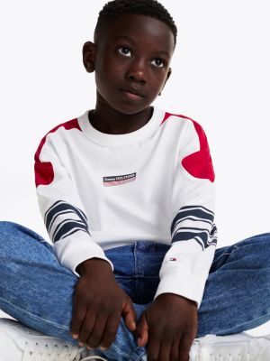 camiseta de manga larga con monotipo hilfiger multicolor de niños tommy hilfiger