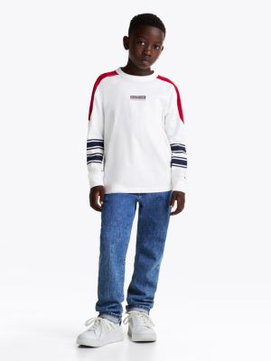 camiseta de manga larga con monotipo hilfiger multicolor de niños tommy hilfiger
