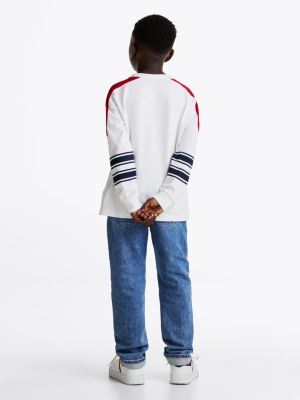 camiseta de manga larga con monotipo hilfiger multicolor de niños tommy hilfiger