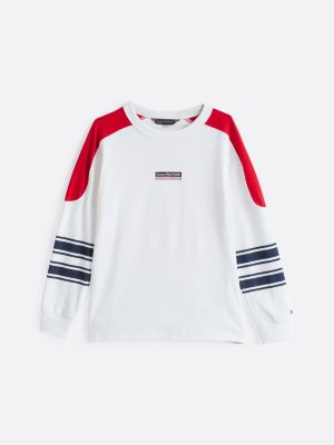camiseta de manga larga con monotipo hilfiger multicolor de niños tommy hilfiger