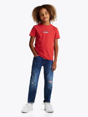 rot hilfiger monotype meliertes t-shirt für jungen - tommy hilfiger