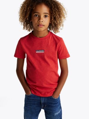 rot hilfiger monotype meliertes t-shirt für jungen - tommy hilfiger