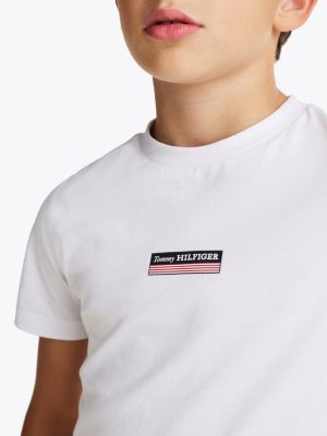 t-shirt hilfiger monotype chiné blanc pour garçons tommy hilfiger