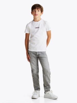 t-shirt hilfiger monotype chiné blanc pour garçons tommy hilfiger