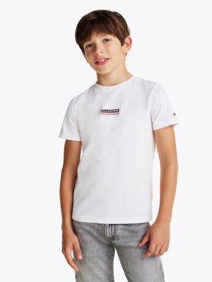 white hilfiger monotype meliertes t-shirt für jungen - tommy hilfiger