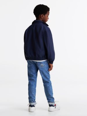 blue logo embroidery coach jacket for boys tommy hilfiger