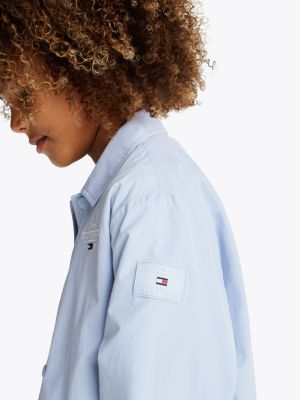 blue logo embroidery coach jacket for boys tommy hilfiger