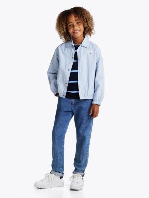 blue logo embroidery coach jacket for boys tommy hilfiger