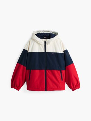 multi colour-blocked padded hooded jacket for boys tommy hilfiger