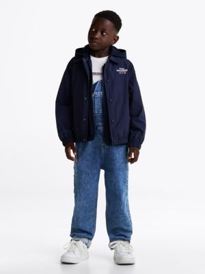 blau 3-in-1 coach-jacke mit kapuze für jungen - tommy hilfiger