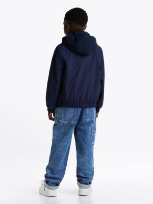 veste de coach 3-en-1 à capuche bleu pour garçons tommy hilfiger