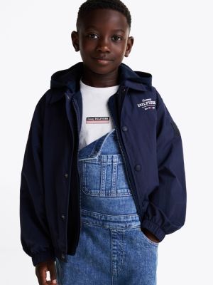 blue 3-in-1 hooded coach jacket for boys tommy hilfiger