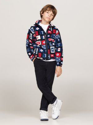 blue polar fleece zip-thru sweatshirt for boys tommy hilfiger