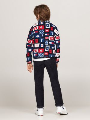 blue polar fleece zip-thru sweatshirt for boys tommy hilfiger