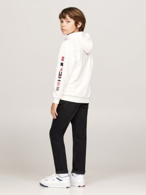 rosa hoodie mit logo am ärmel und druckknopf für jungen - tommy hilfiger