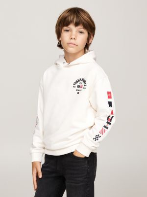 felpa con cappuccio e bottone automatico pink da bambini tommy hilfiger