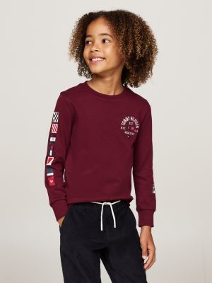 t-shirt a maniche lunghe con bandierine red da bambini tommy hilfiger