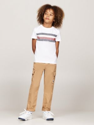 weiß global stripe t-shirt mit rundhalsausschnitt für jungen - tommy hilfiger