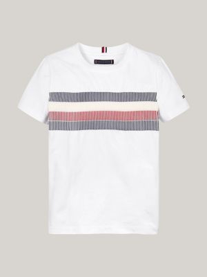 white global stripe crew neck t-shirt for boys tommy hilfiger