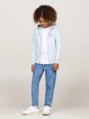 felpa con cappuccio e zip integrale blu da bambini tommy hilfiger