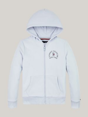 blue fleece zip-thru hoody for boys tommy hilfiger